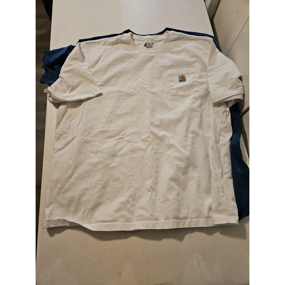 Carhartt Shirt Mens 4XL 1-Blue 1-white Short Sleeve Pocket Tee Work Wear (A1097)